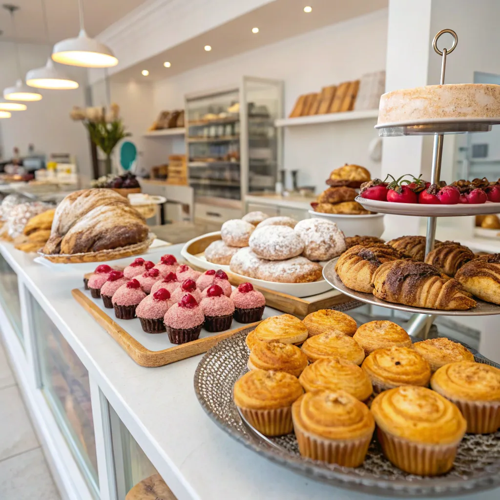 Sarah Thompson's bakery with fresh pastries displayed