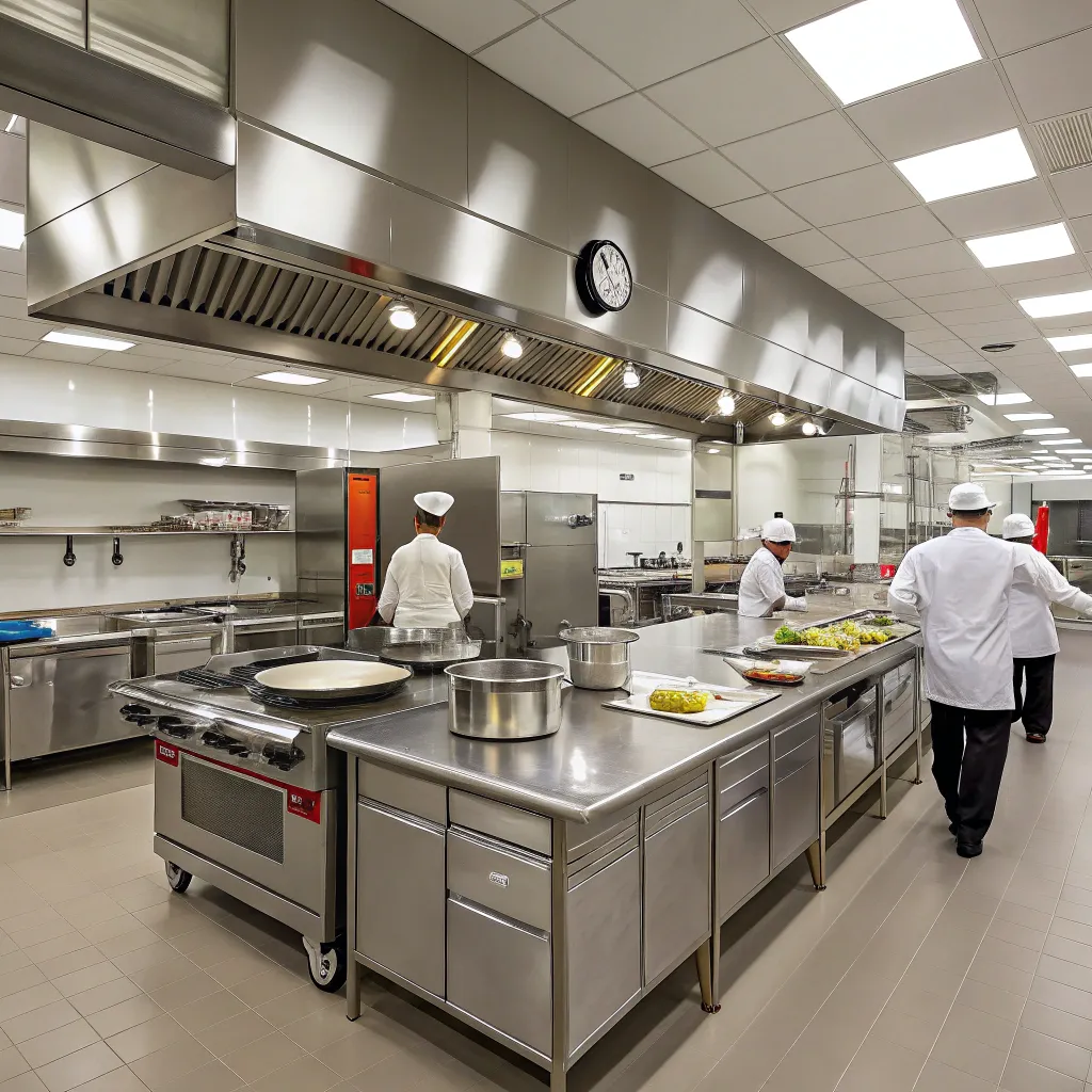 Modern culinary school kitchen